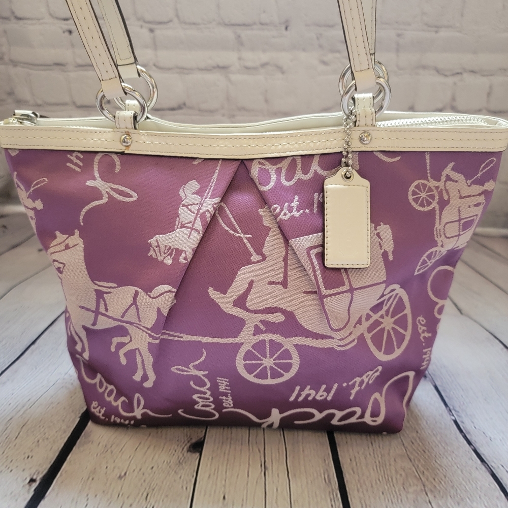 Purple Coach Carriage Tote F14482